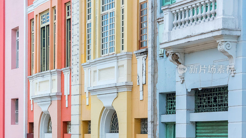 Joao Pessoa历史中心五颜六色的房子，Paraíba，巴西